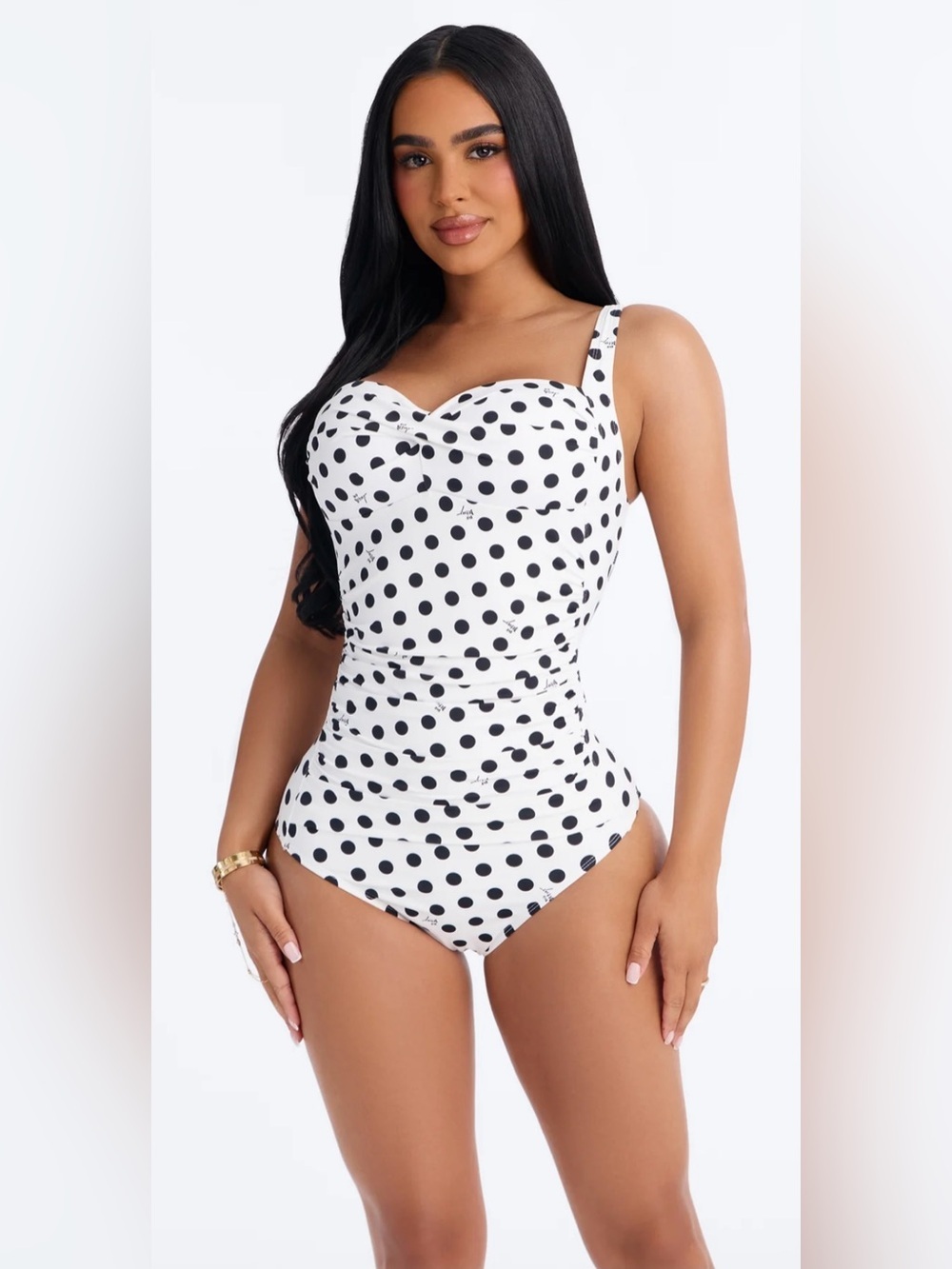 🖤🤍Betsey Johnson White & Black Polka Dot Bandeau One-Piece Swimsuit🖤🤍SZ 2X-NWT